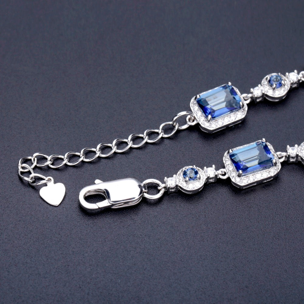 Rectangle Cut Mystic Quartz Halo Bracelet