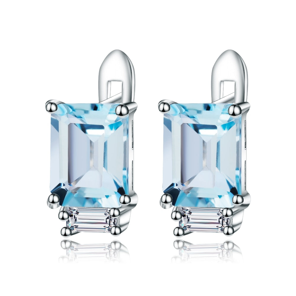 Sky Blue Topaz Lever Back Earrings