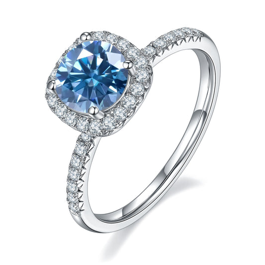 Blue Moissanite Promise Ring