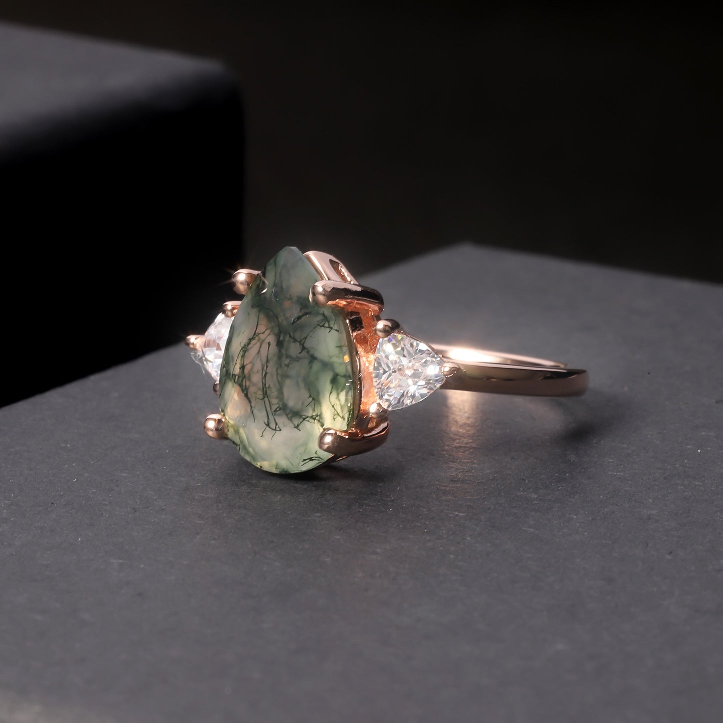 moss agate wedding ring