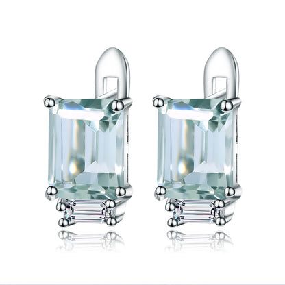 Green Amethyst Lever Back Earrings