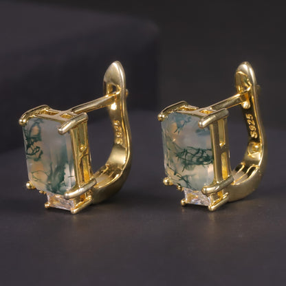 Rectangle Cut Gemstone Earrings