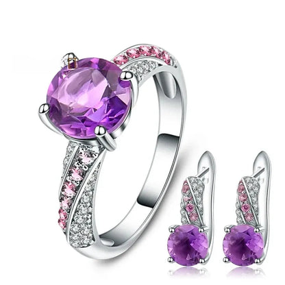 Amethyst Sterling Silver Jewelry Set - Choosen Jewelry Wedding Collection