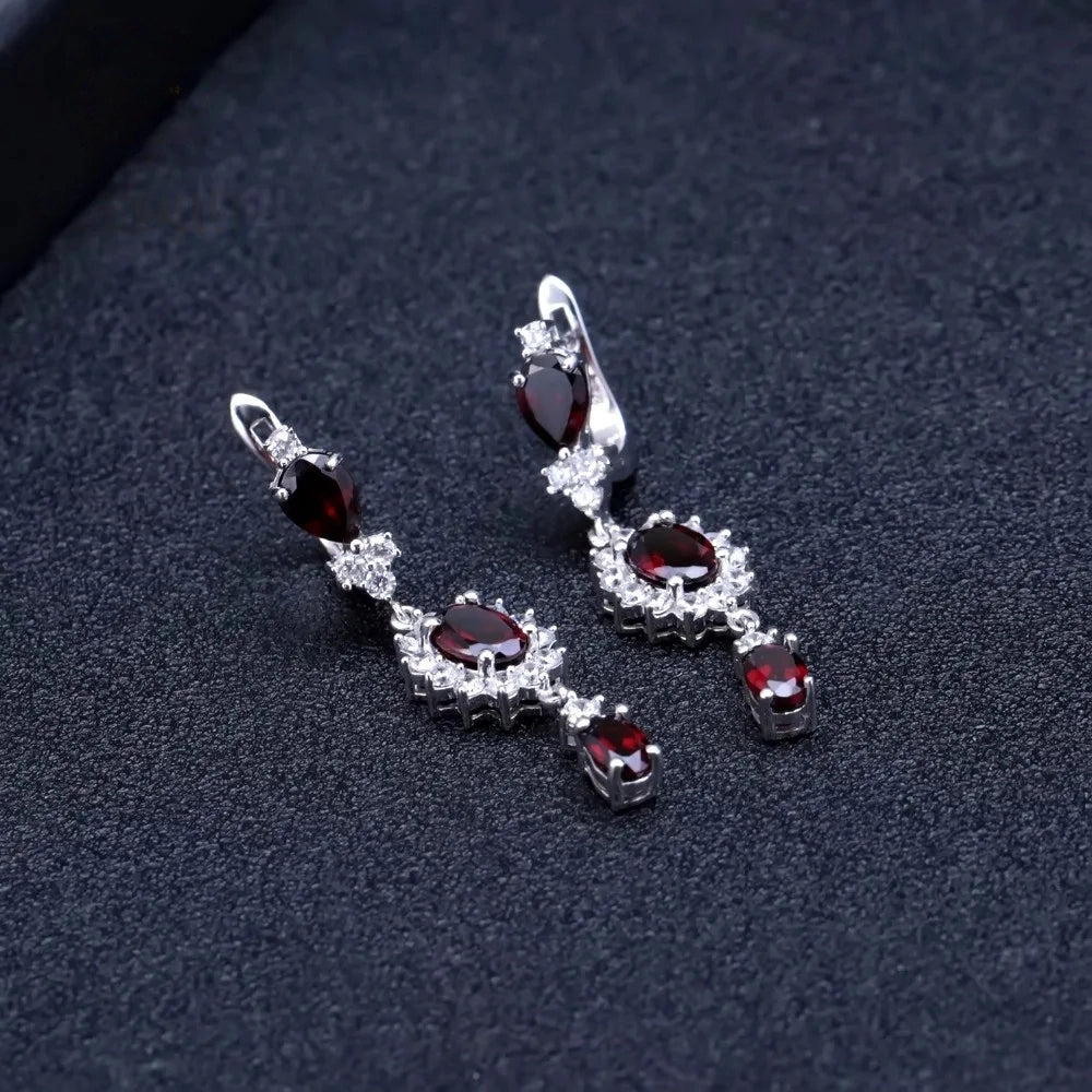 Elegant 4.88Ct Red Garnet Drop Earrings in 925 Sterling Silver by Choosen Jewelry