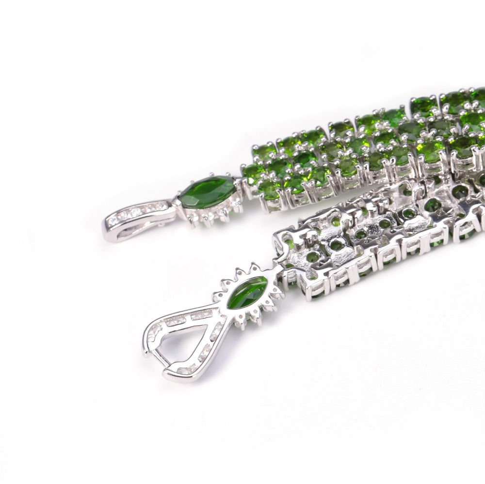 30.80Ct Chrome Diopside Wide Tennis Bracelet for Women, 925 Sterling Silver