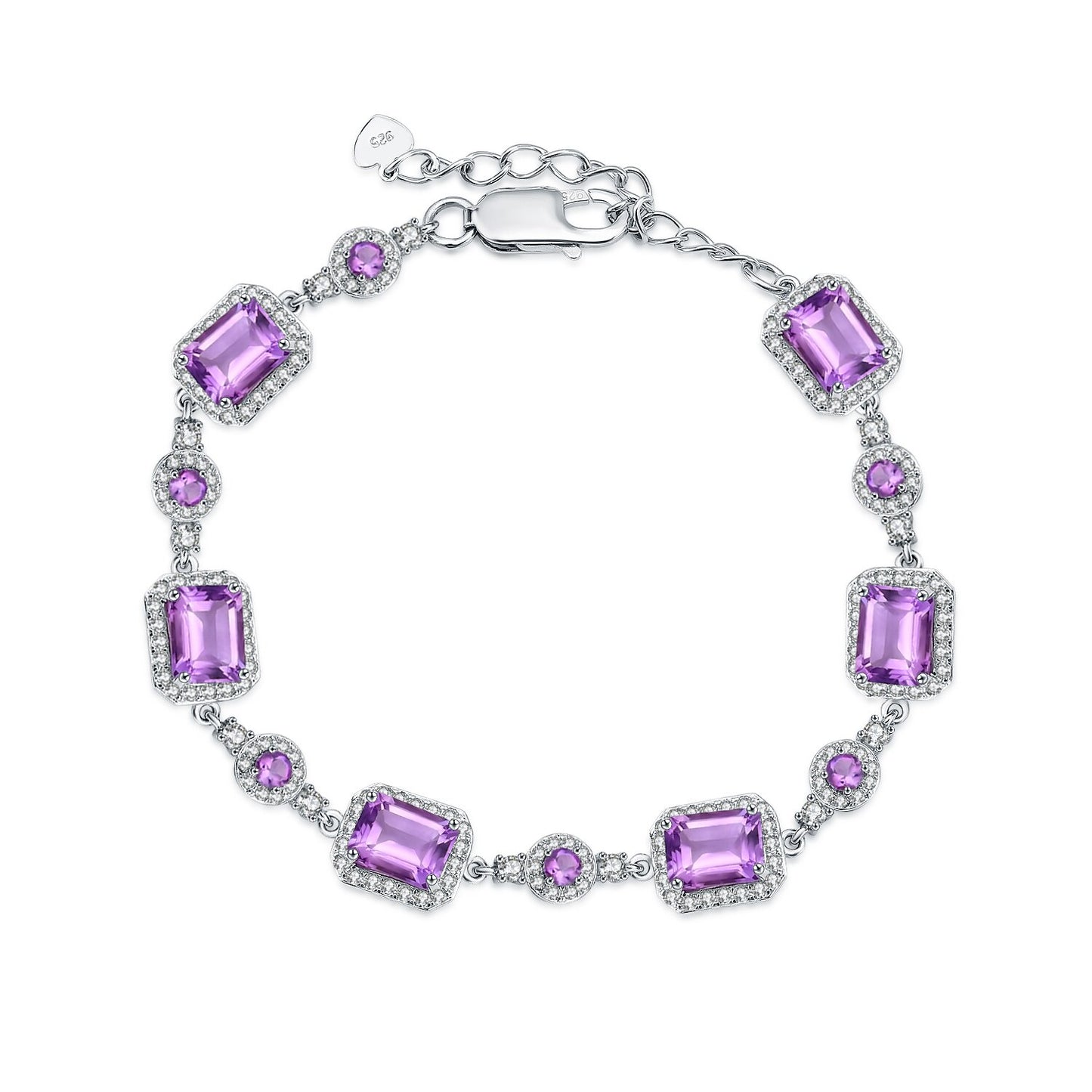 Rectangle Cut Amethyst Halo Bracelet