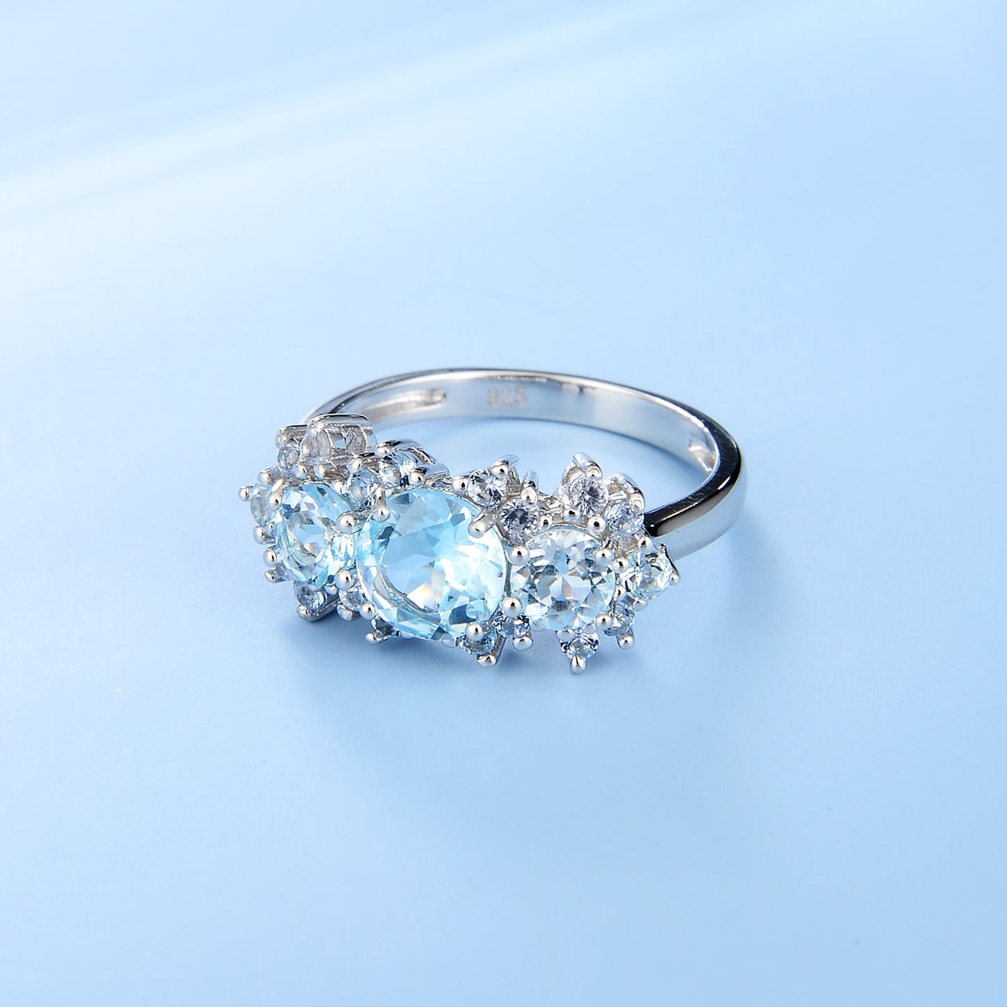 Round Cut, Prong Setting Engagement Ring, Sky Blue Topaz S925 Ring