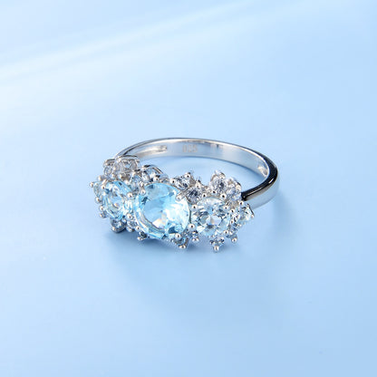 Round Cut, Prong Setting Engagement Ring, Sky Blue Topaz S925 Ring