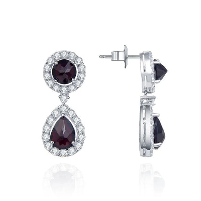 Elegant Black Garnet Drop Earrings | 925 Sterling Silver | Choosen Jewelry