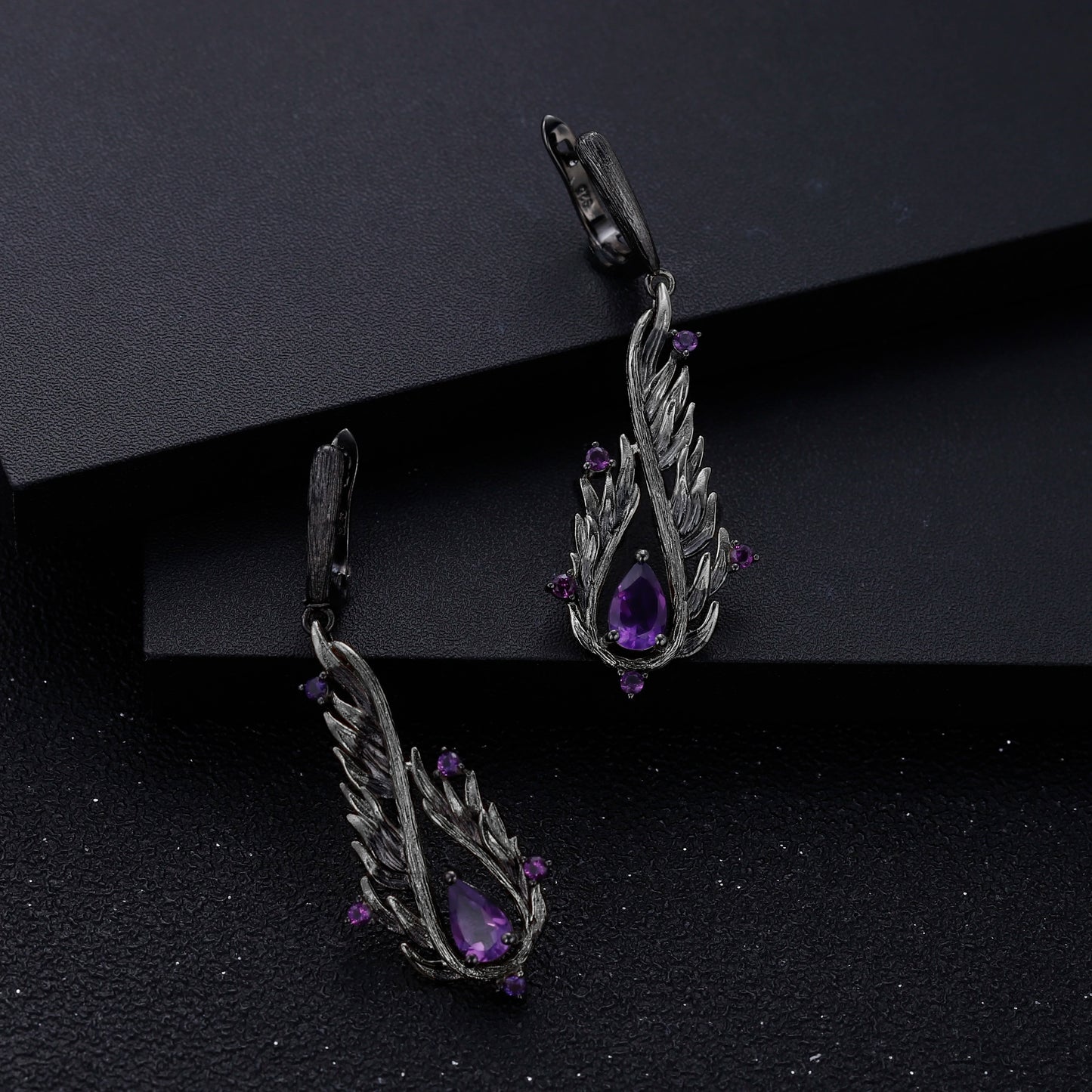 Handcrafted 2.1Ct Amethyst Angel Wing Drop Earrings | 925 Sterling Silver | Choosen Jewelry