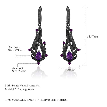 Handcrafted 2.1Ct Amethyst Angel Wing Drop Earrings | 925 Sterling Silver | Choosen Jewelry