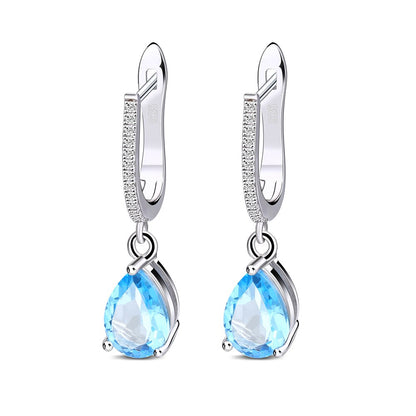  Cute Dangle Earrings, Pretty Earrings, Drop Earrings, Long Earrings for Women, Sky Blue Topaz Earrings, Dangling Earrings