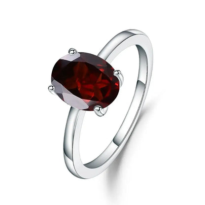 Romantic 2.21Ct Oval Red Garnet Engagement Ring - 925 Sterling Silver | Choosen Jewelry