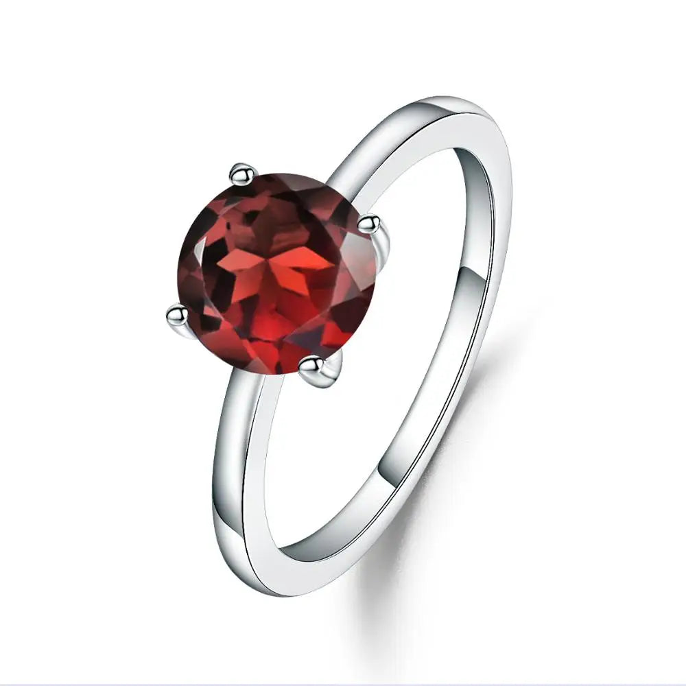 Natural 2.36Ct Red Garnet Engagement Ring | Sterling Silver | Choosen Jewelry