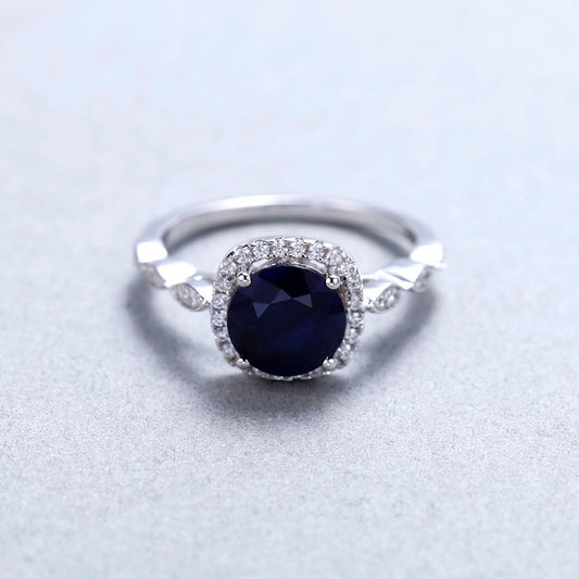 Blue Sapphire Rings, Gemstone Engagement Rings, Sterling Silver Rings, 4 Prong Engagement Ring