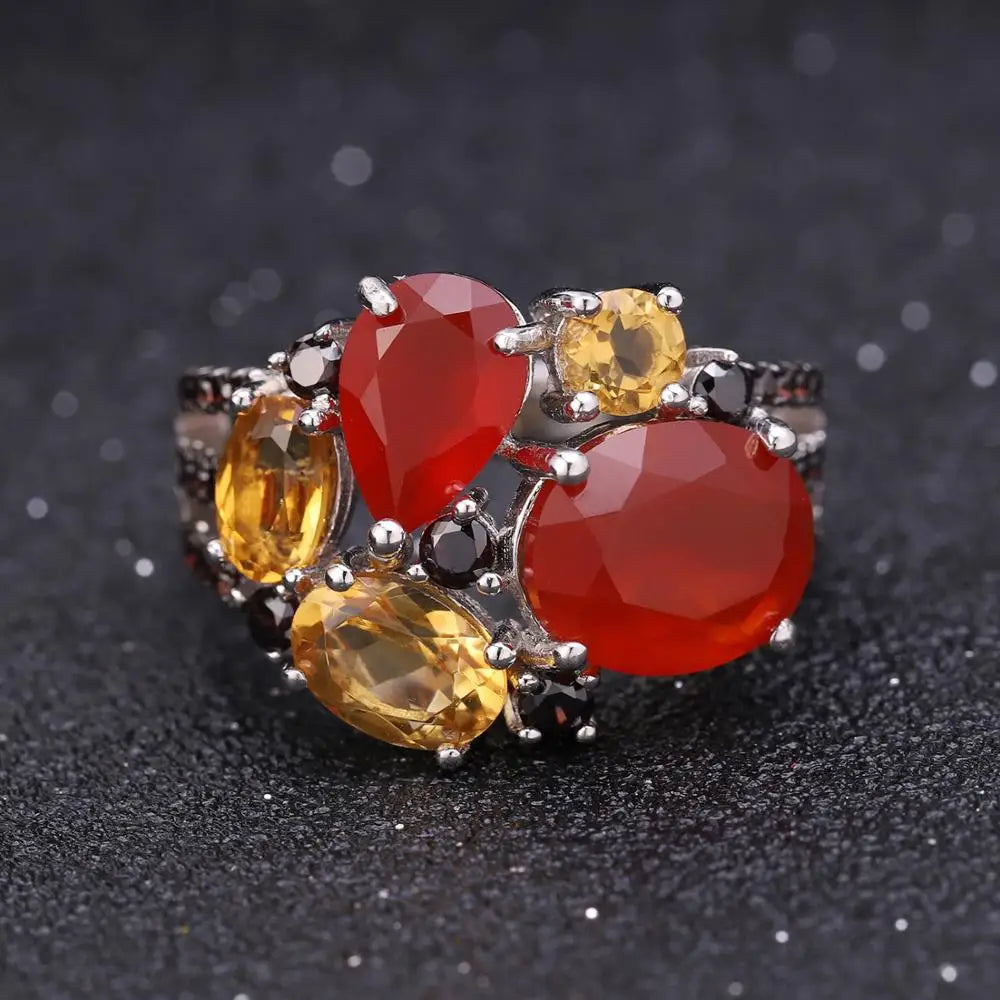 Sterling Silver Candy-Inspired Garnet and Citrine Jewelry Set by Choosen Jewelry