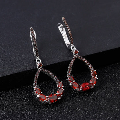 Natural Red Garnet Drop Earrings | 925 Sterling Silver | Choosen Jewelry