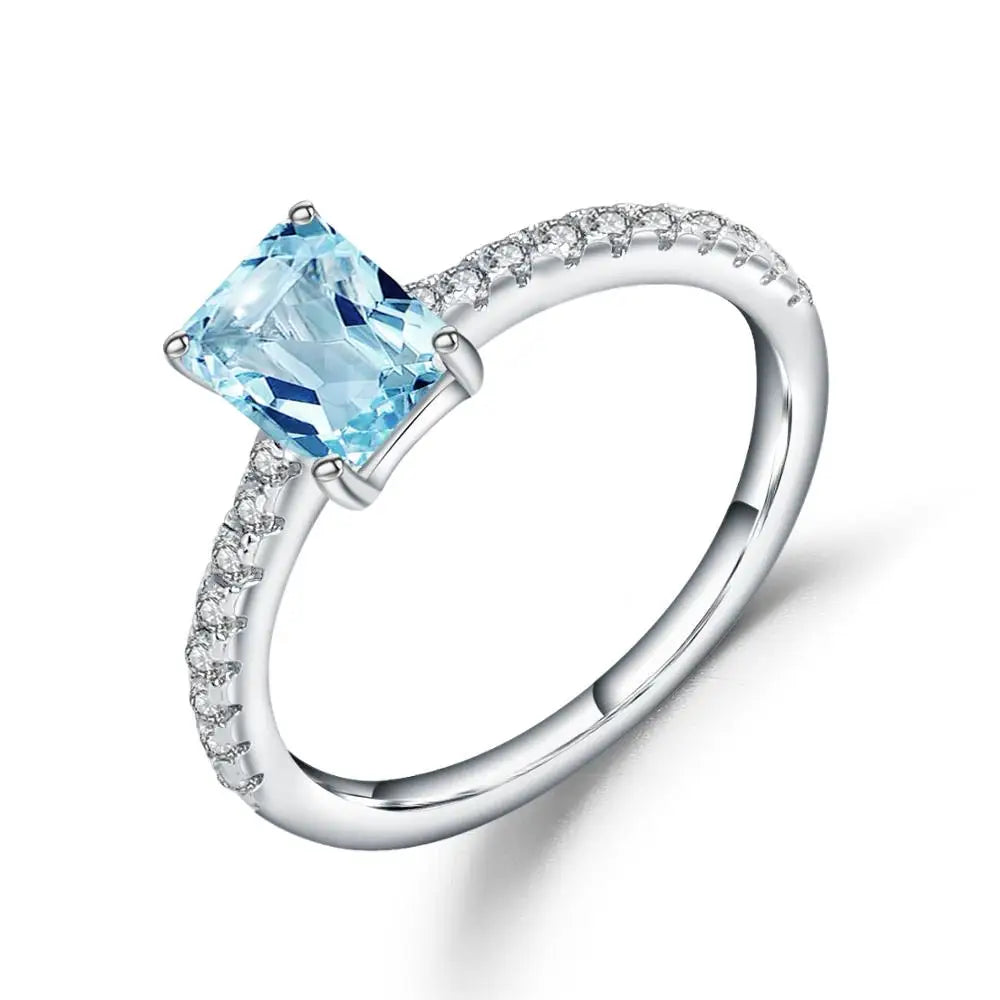 Sky Blue Topaz Sterling Silver Engagement Ring - Choosen Jewelry