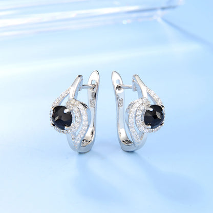 Sterling Silver Black Garnet Stud Earrings - Choosen Jewelry Fine Wedding Accessories