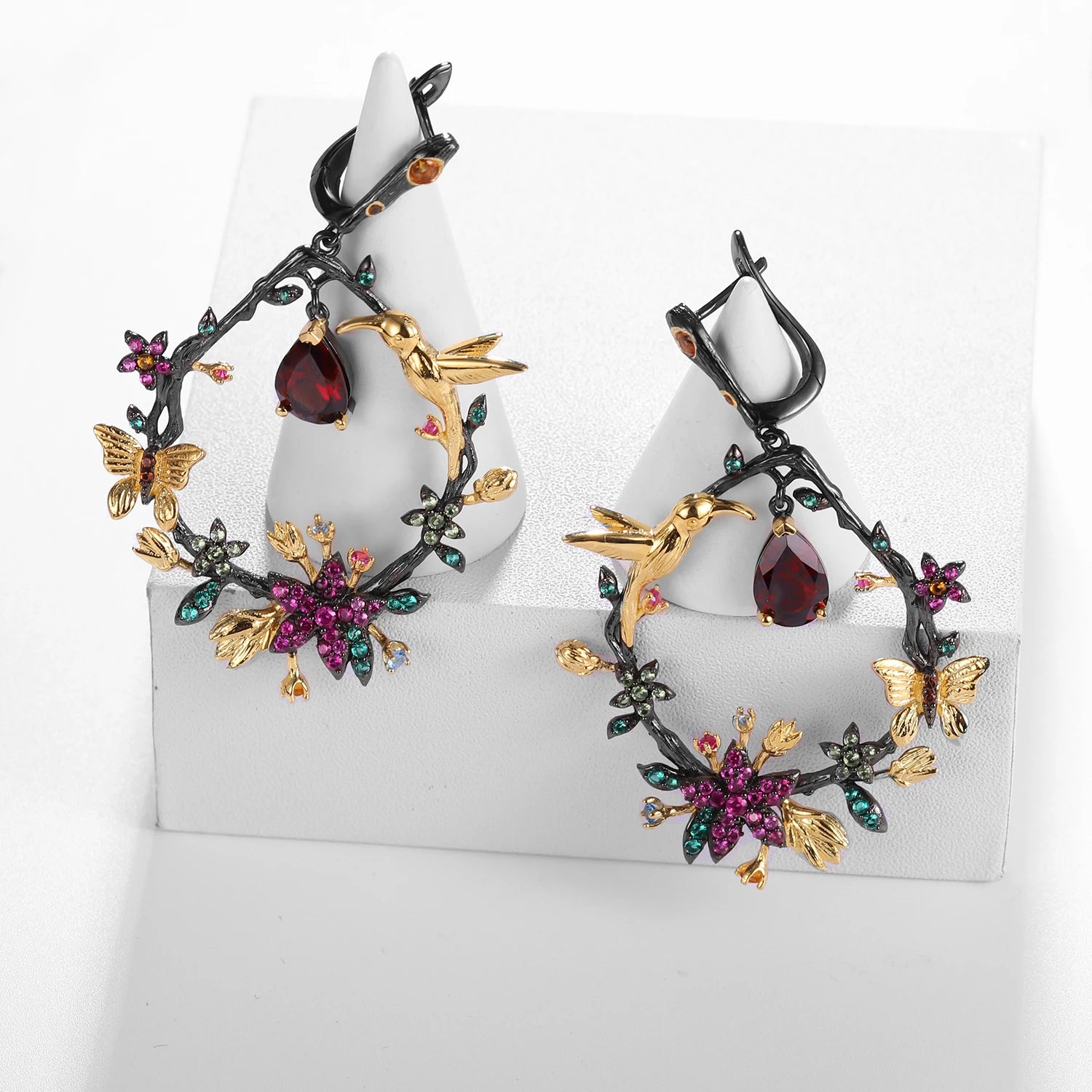 925 Sterling Silver Garnet Drop Earrings by Choosen Jewelry - Handmade Fine Jewelry for Women