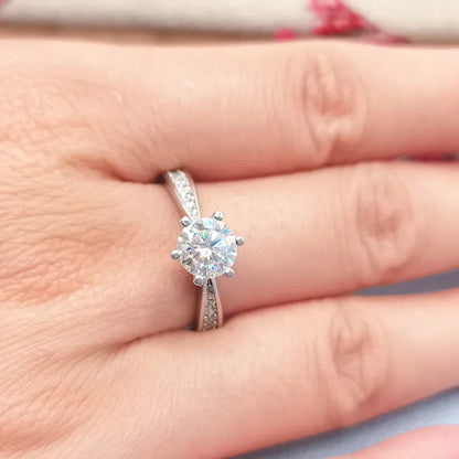 Round Cut Moissanite Pave Engagement Rings