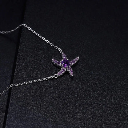 0.28Ct Amethyst Starfish Pendant Necklace | 925 Sterling Silver | Choosen Jewelry