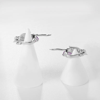 Bird Earrings, Amethyst-Topaz Pretty Earrings, 925 Sterling Silver