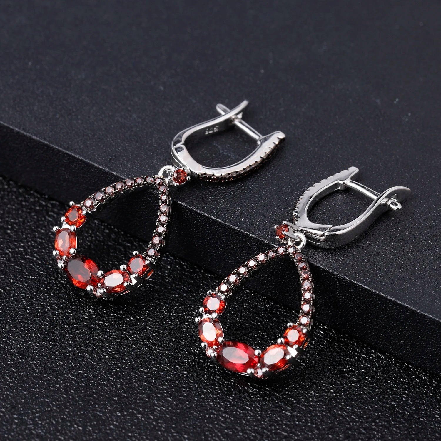 Natural Red Garnet Drop Earrings | 925 Sterling Silver | Choosen Jewelry