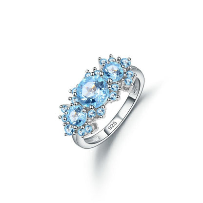 Round Cut, Prong Setting Engagement Ring, Sky Blue Topaz S925 Ring