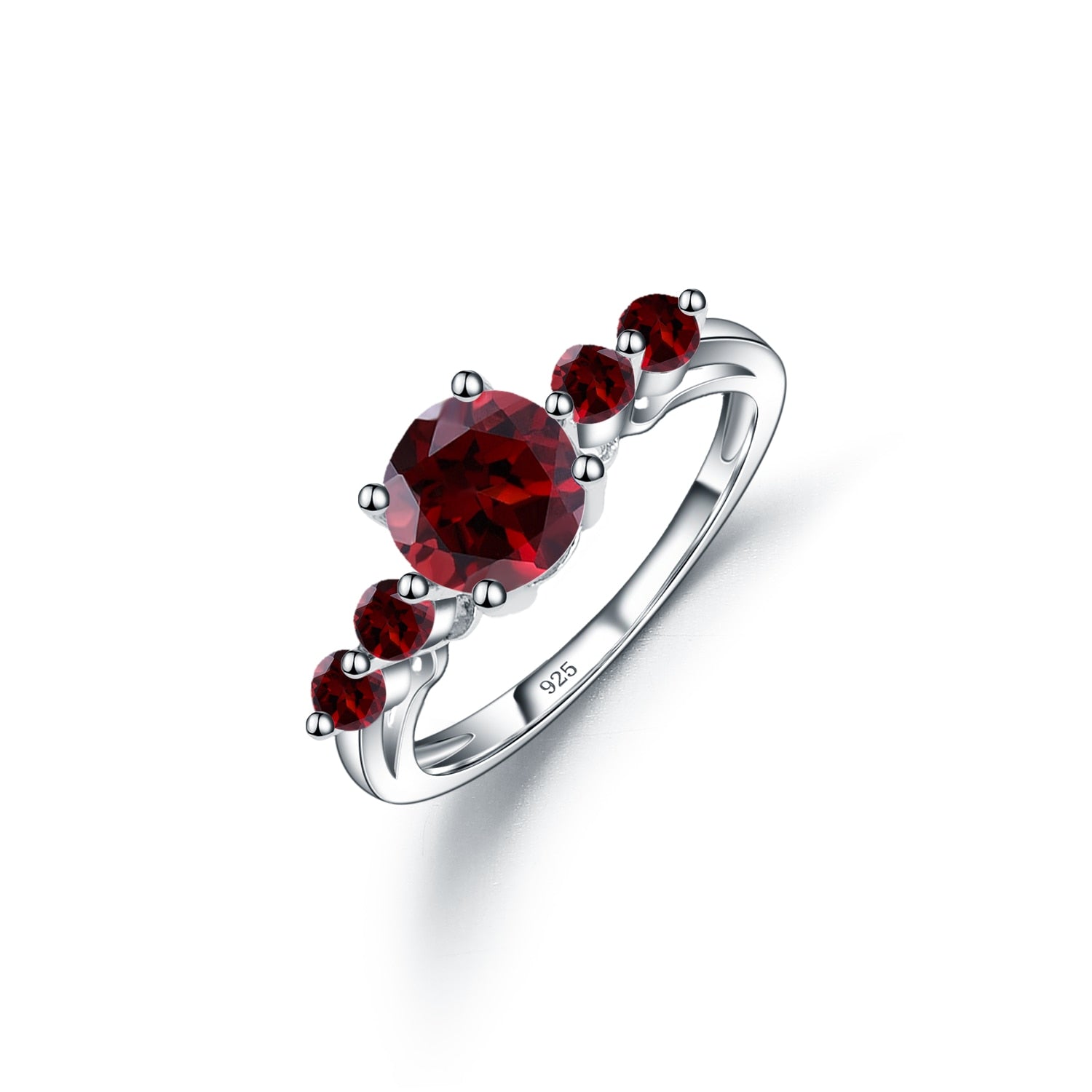 Garnet Ring, 925 Sterling Silver Ring, Gemstone Ring, 5 Stone Ring