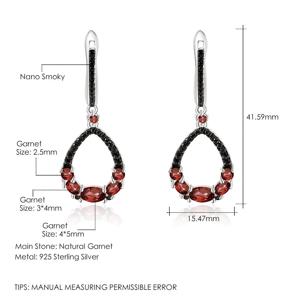 Natural Red Garnet Drop Earrings | 925 Sterling Silver | Choosen Jewelry