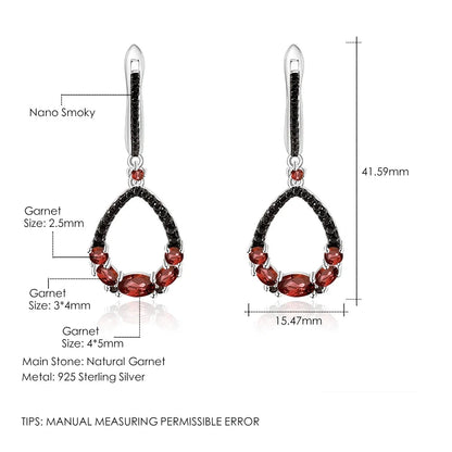 Natural Red Garnet Drop Earrings | 925 Sterling Silver | Choosen Jewelry