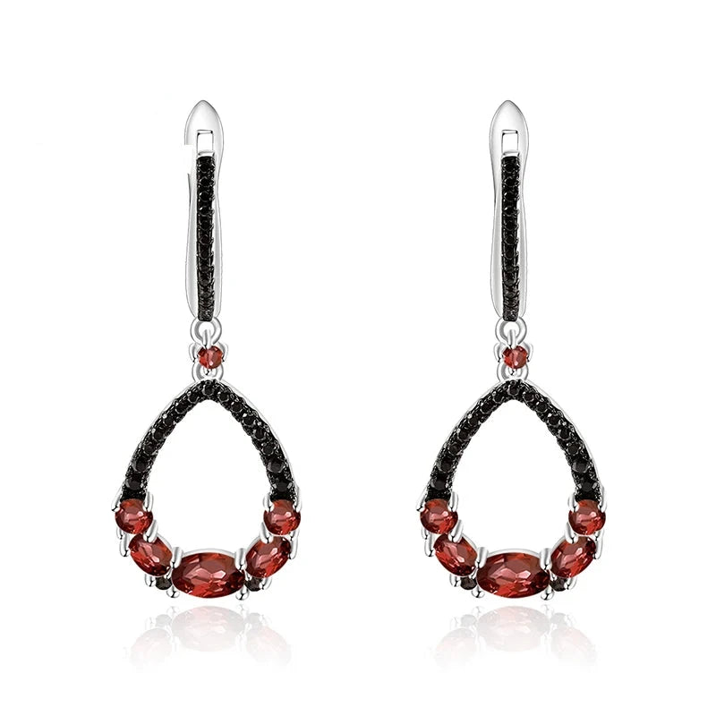 Natural Red Garnet Drop Earrings | 925 Sterling Silver | Choosen Jewelry