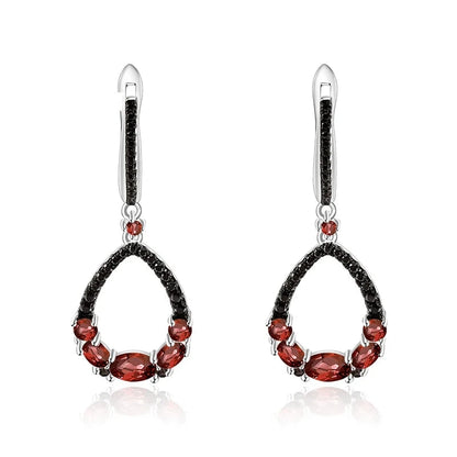 Natural Red Garnet Drop Earrings | 925 Sterling Silver | Choosen Jewelry