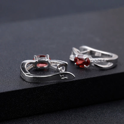 Classic 1.14Ct Natural Red Garnet Clip Earrings | Sterling Silver | Choosen Jewelry