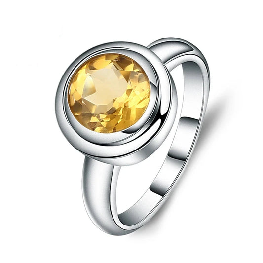 2.01Ct Natural Citrine Wedding Band Ring - Sterling Silver Fine Jewelry by Choosen Jewelry