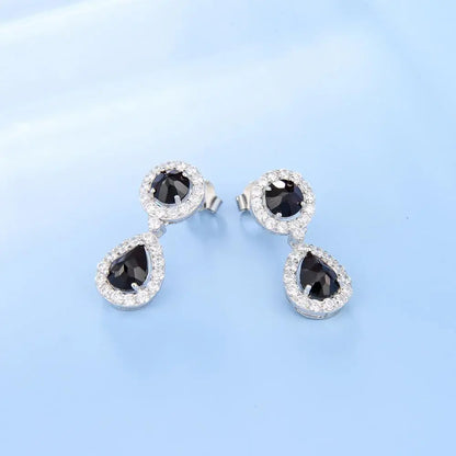 Elegant Black Garnet Drop Earrings | 925 Sterling Silver | Choosen Jewelry