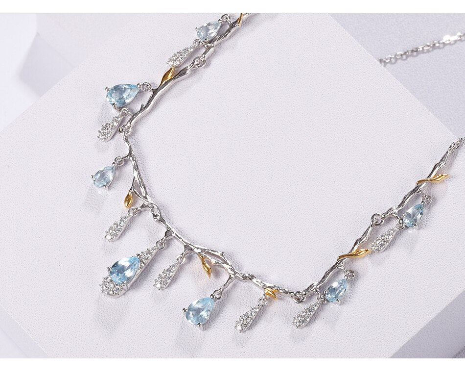 Drop Necklace, Sky Blue Topaz Necklace, 925 Sterling Silver