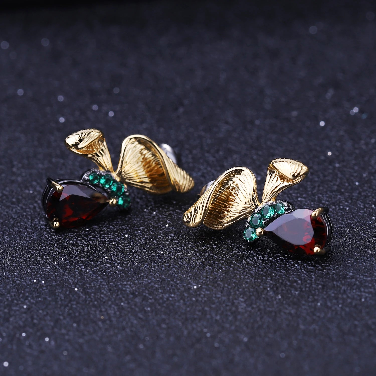 Handmade 3.15Ct Garnet Butterfly Stud Earrings in 925 Sterling Silver by Choosen Jewelry