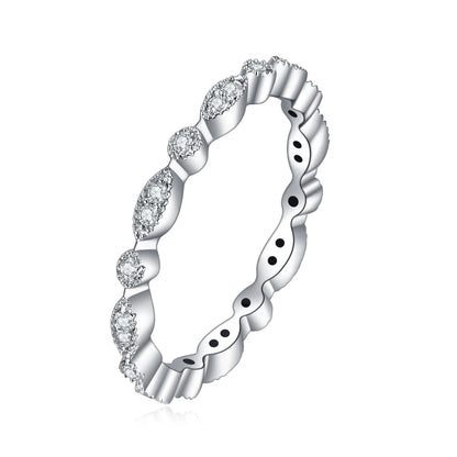 14K White Gold Moissanite Eternity Ring - Choosen Jewelry Vintage Wedding Band