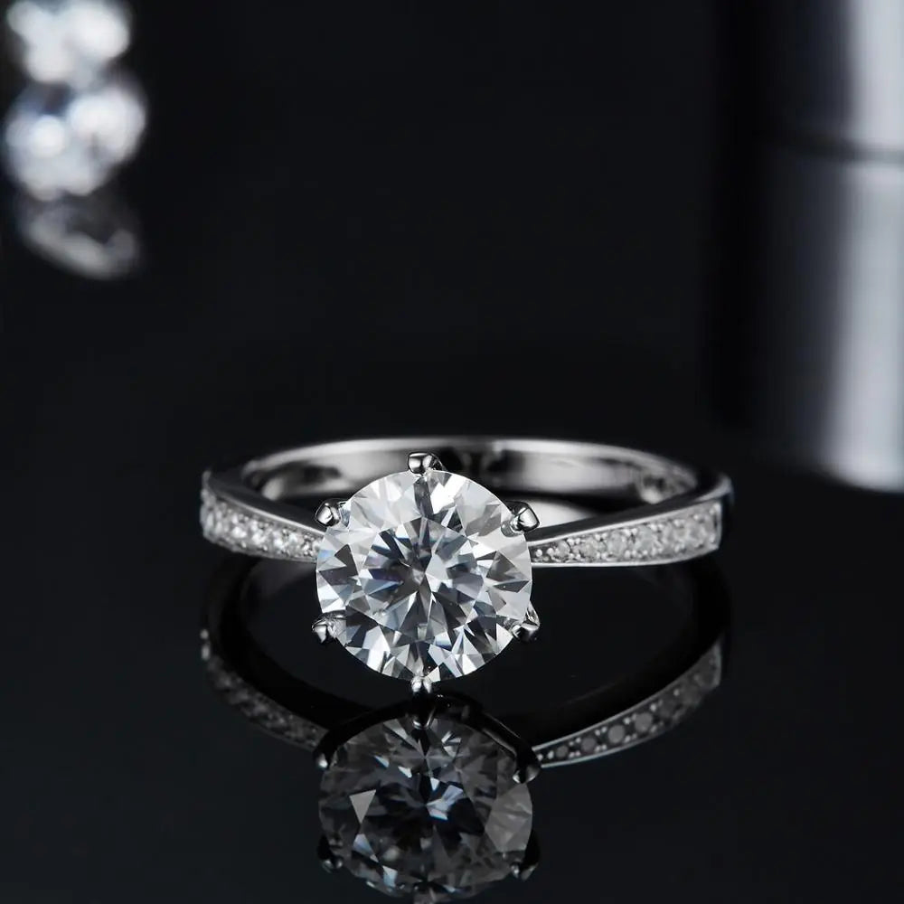 Round Cut Moissanite Pave Engagement Rings