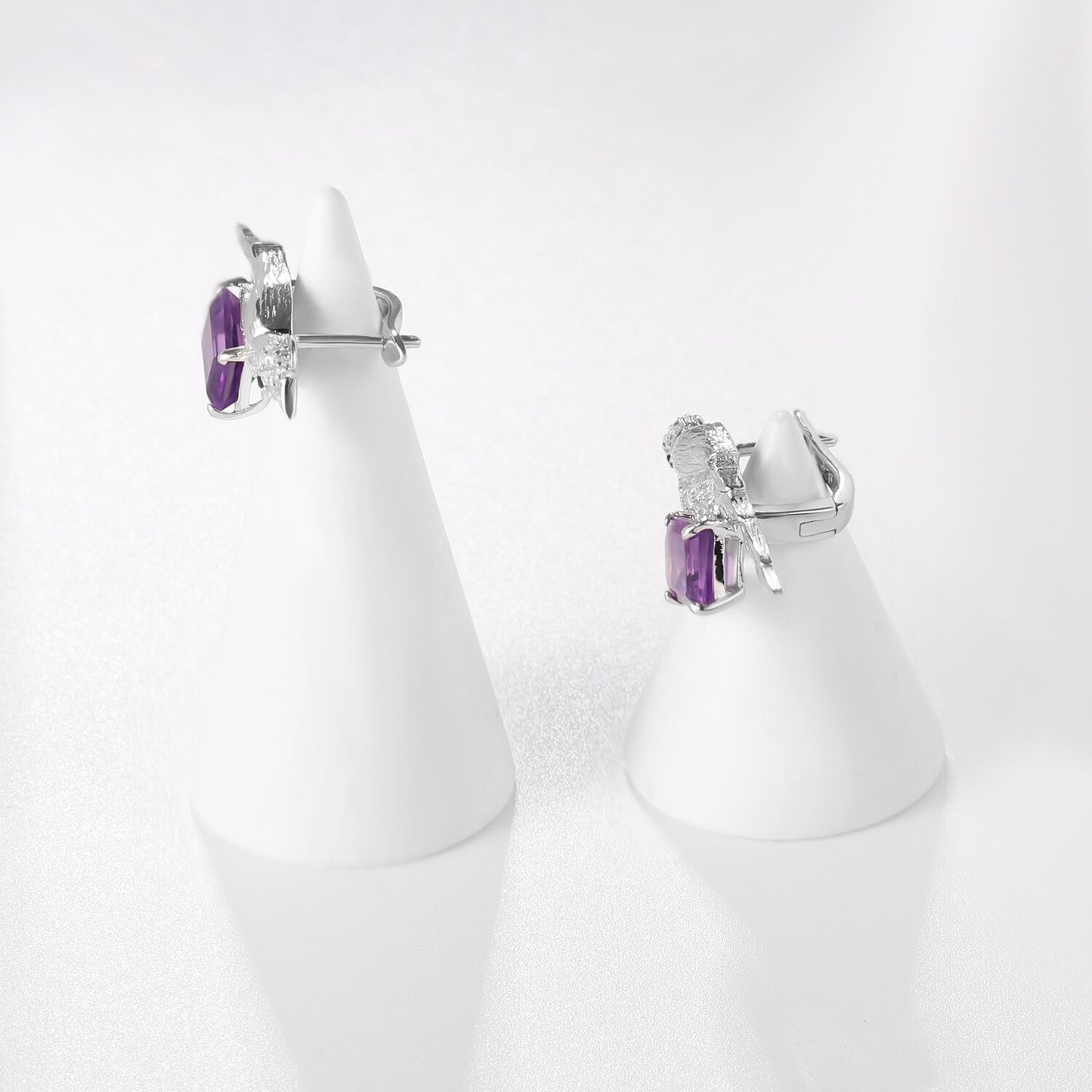 Bird Earrings, Amethyst-Topaz Pretty Earrings, 925 Sterling Silver