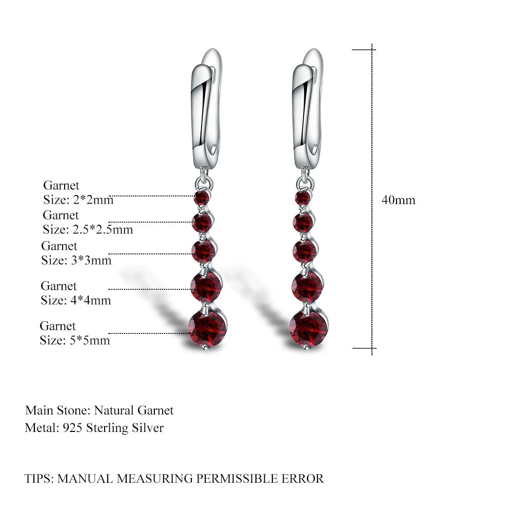 Elegant 2.67Ct Natural Red Garnet Drop Earrings | 925 Sterling Silver | Choosen Jewelry