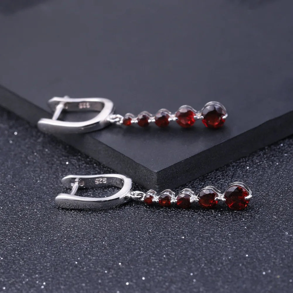 Elegant 2.67Ct Natural Red Garnet Drop Earrings | 925 Sterling Silver | Choosen Jewelry