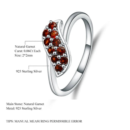 Choosen Jewelry: Elegant 0.63Ct Natural Red Garnet Engagement Ring in 925 Sterling Silver