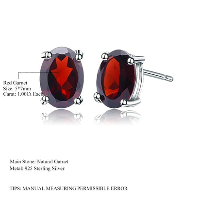 Oval Red Garnet Stud Earrings 14K Gold - Choosen Jewelry