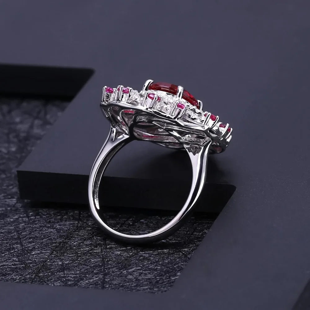 Vintage Ruby and CZ Sterling Silver Spiral Ring by Choosen Jewelry