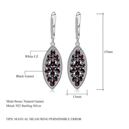 Choosen Jewelry 6.90Ct Black Garnet Drop Earrings - 925 Sterling Silver Fine Jewelry for Women