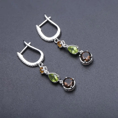 Vintage Gemstone Drop Earrings - 925 Sterling Silver - Choosen Jewelry