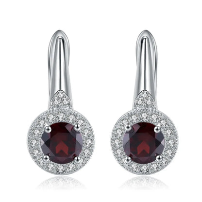 Choosen Jewelry 2.10Ct Natural Red Garnet Stud Earrings in 925 Sterling Silver - Fine Jewelry for Women